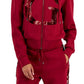 GUESS Daphne Embellished Zip Front Hoodie Sweatshirt Jacket Vermelho Tamanho Grande