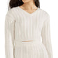 Suéter curto de malha trançada Dora Cable Knit GUESS feminino, branco, tamanho X-S