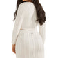 Suéter curto de malha trançada Dora Cable Knit GUESS feminino, branco, tamanho X-S