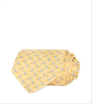 Ferragamo Gancini Dog Print Silk Classic Tie Beige Size One Size