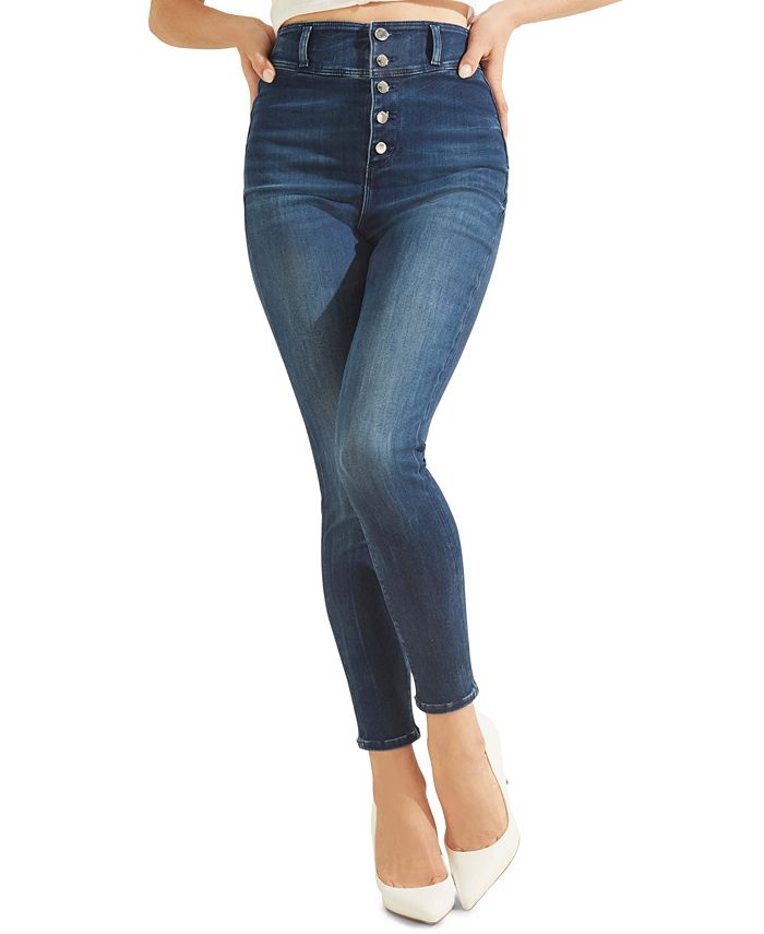 Calça jeans skinny feminina GUESS Conny Button Fly azul tamanho 25