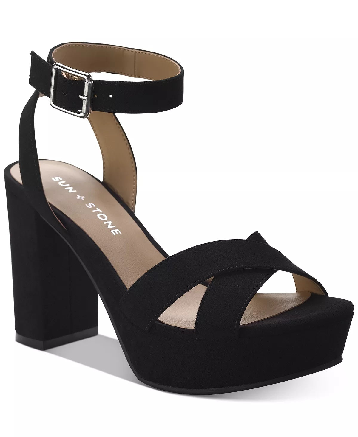 Sandálias sociais femininas Lillah Sun + Stone, pretas, tamanho 8,5 M