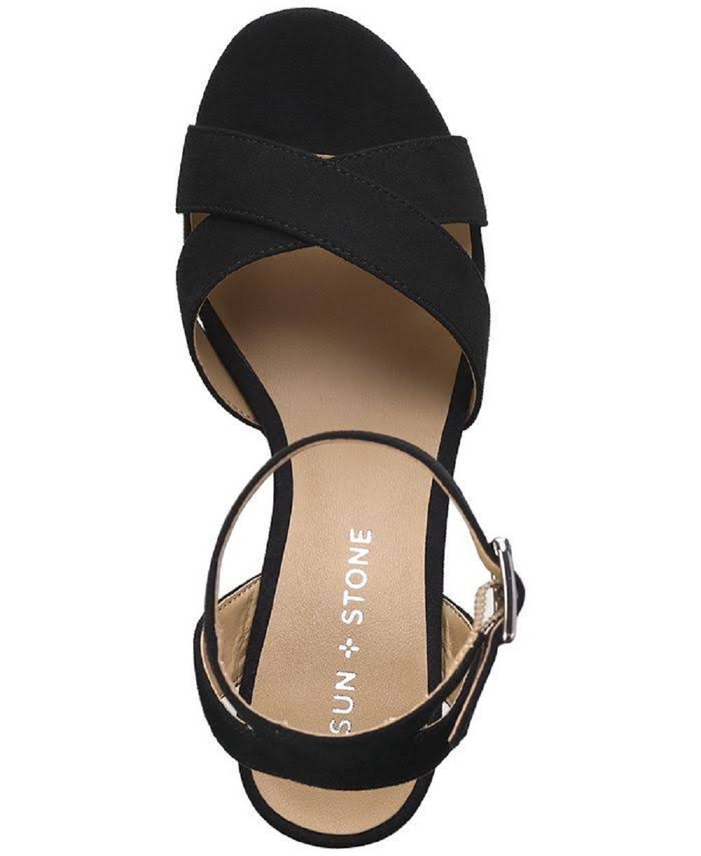 Sandálias sociais femininas Lillah Sun + Stone, pretas, tamanho 8,5 M