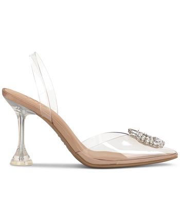 INC International Concepts Scienna Vinyl Slingback Scarpin Feminino Branco Tamanho 8,5 M