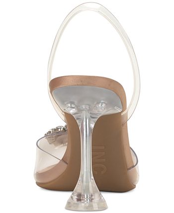 INC International Concepts Scienna Vinyl Slingback Scarpin Feminino Branco Tamanho 8,5 M
