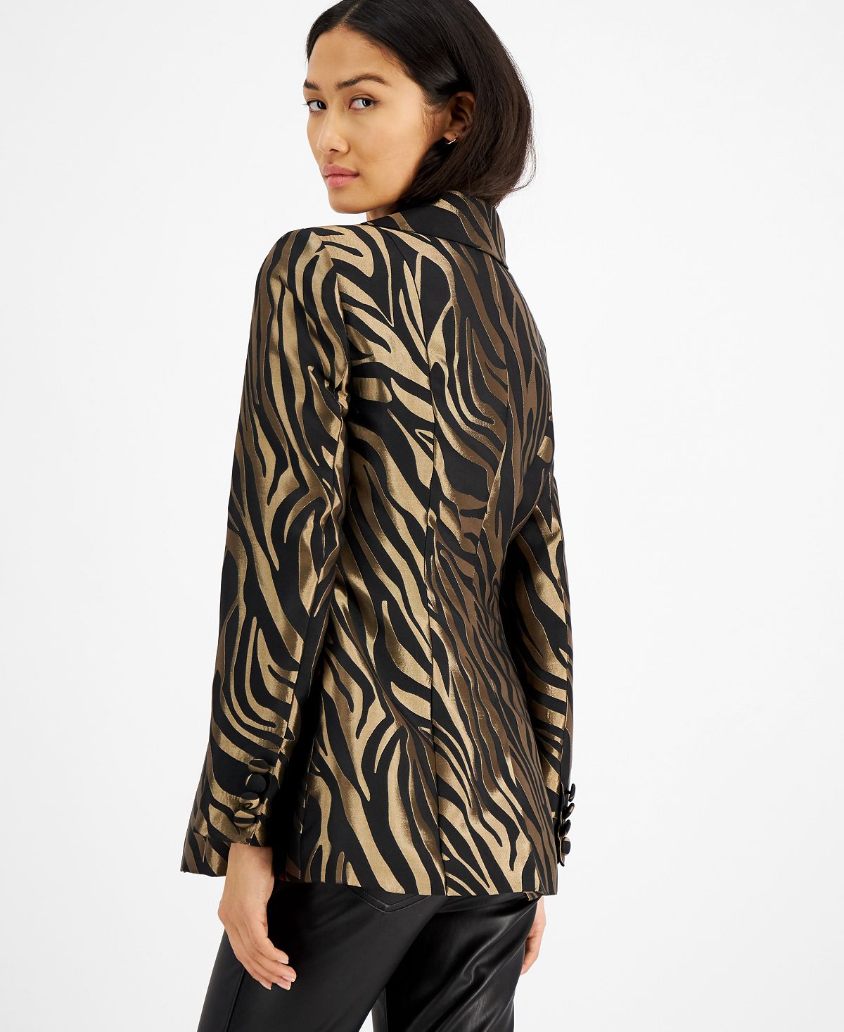 Blazer feminino metálico jacquard da INC International Concepts, preto, tamanho pequeno