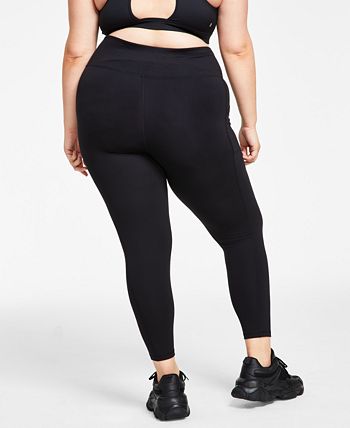 ID Ideology Leggings femininas de cintura alta com bolso lateral e comprimento 7/8, pretas, tamanho 2X