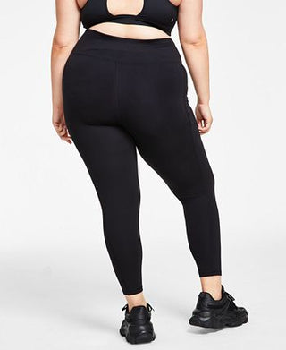 ID Ideology Leggings femininas de cintura alta com bolso lateral e comprimento 7/8, pretas, tamanho 2X