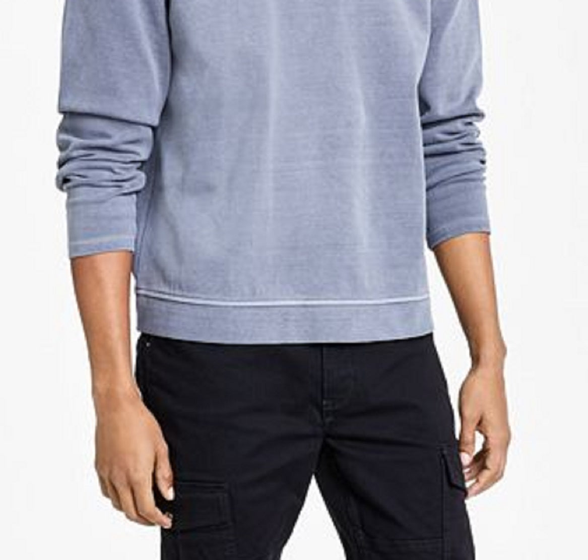 INC International Concepts Masculino Regular Fit Garment Dyed Moletom com Gola Simulada Cinza Tamanho X-G