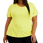 Blusa feminina com estampa de bolinhas Alfani amarela tamanho 2X