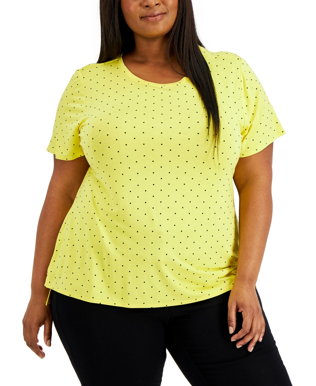 Blusa feminina com estampa de bolinhas Alfani amarela tamanho 2X
