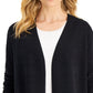 Karen Scott Cardigan Pointelle Aberto Feminino Preto Tamanho Grande