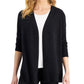 Karen Scott Cardigan Pointelle Aberto Feminino Preto Tamanho Grande