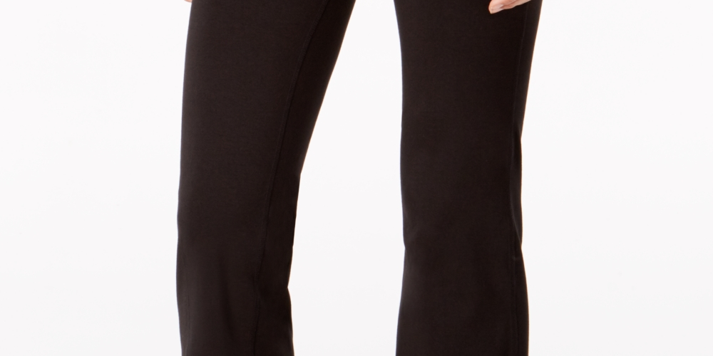 Calça feminina ID Ideology Essentials Flex Stretch Bootcut Yoga, comprimento total, preta, tamanho médio