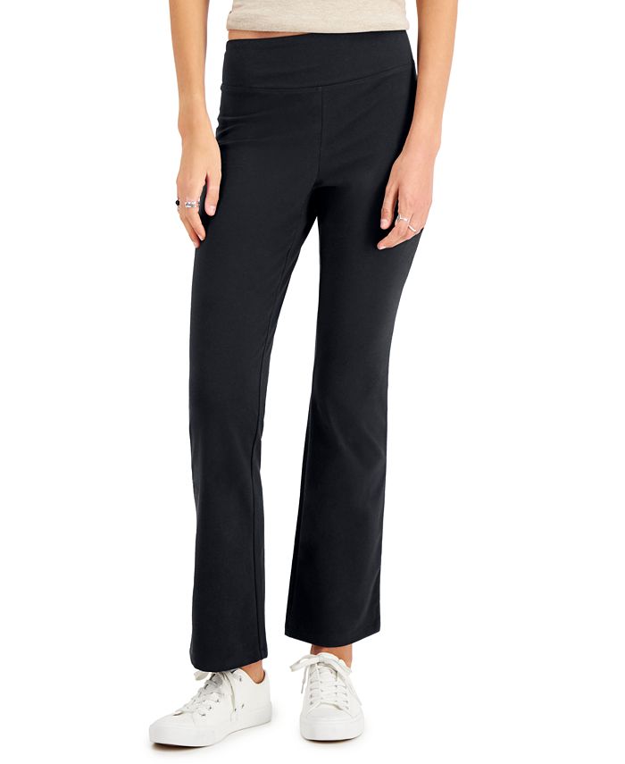 Leggings femininas estilo bootcut para ioga, pretas, tamanho pequeno e grande