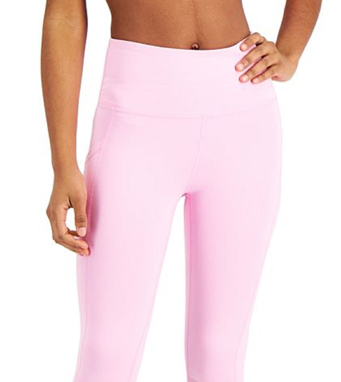 ID Ideology Leggings femininas de compressão, cintura alta, bolso lateral, comprimento 7/8, rosa, tamanho extrapequeno