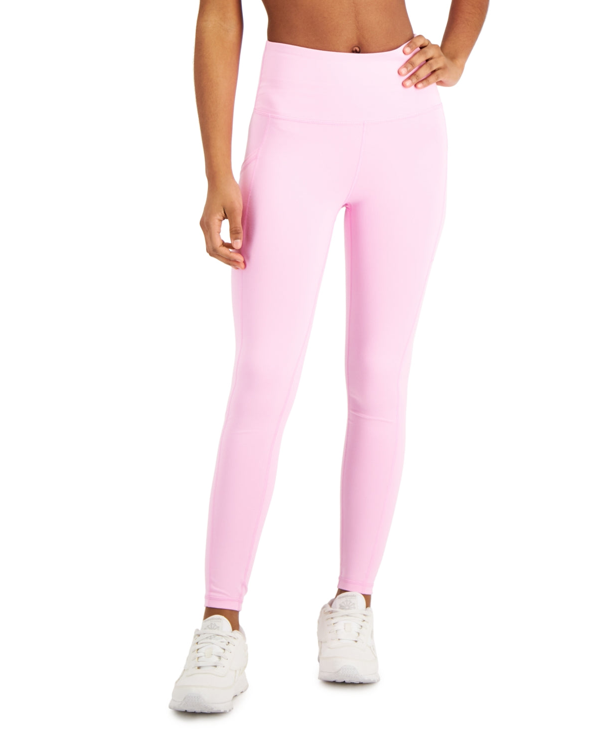 ID Ideology Leggings femininas de compressão, cintura alta, bolso lateral, comprimento 7/8, rosa, tamanho pequeno