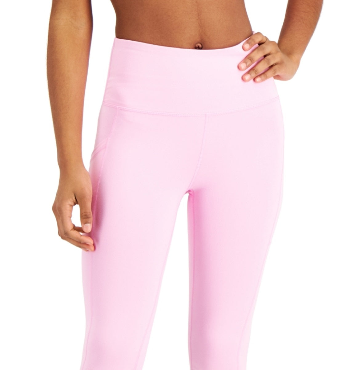 ID Ideology Leggings femininas de compressão, cintura alta, bolso lateral, comprimento 7/8, rosa, tamanho pequeno