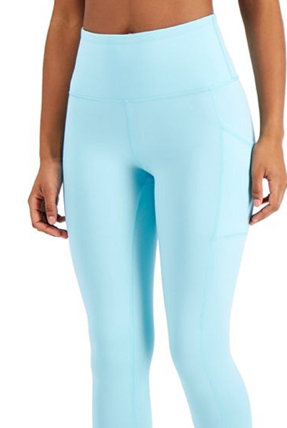 ID Ideology Leggings femininas de compressão, cintura alta, bolso lateral, comprimento 7/8, azul, tamanho grande