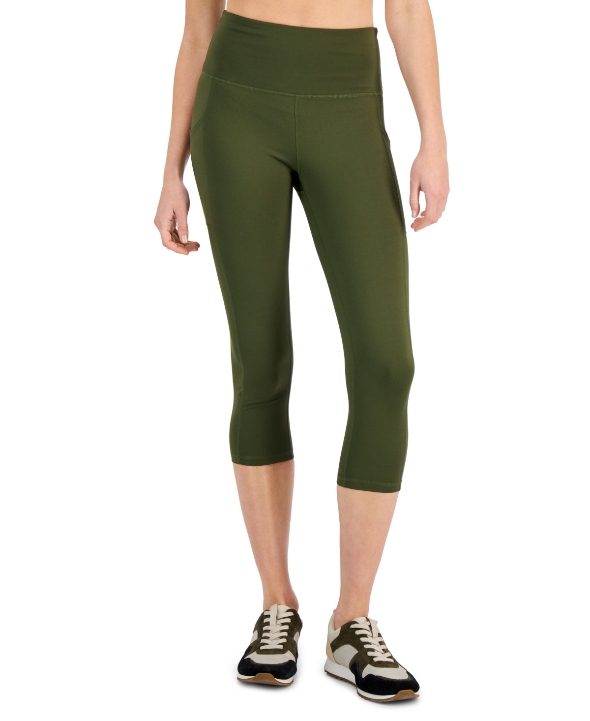 ID Ideology Leggings femininas de compressão com cintura alta e bolso lateral, verde, tamanho pequeno