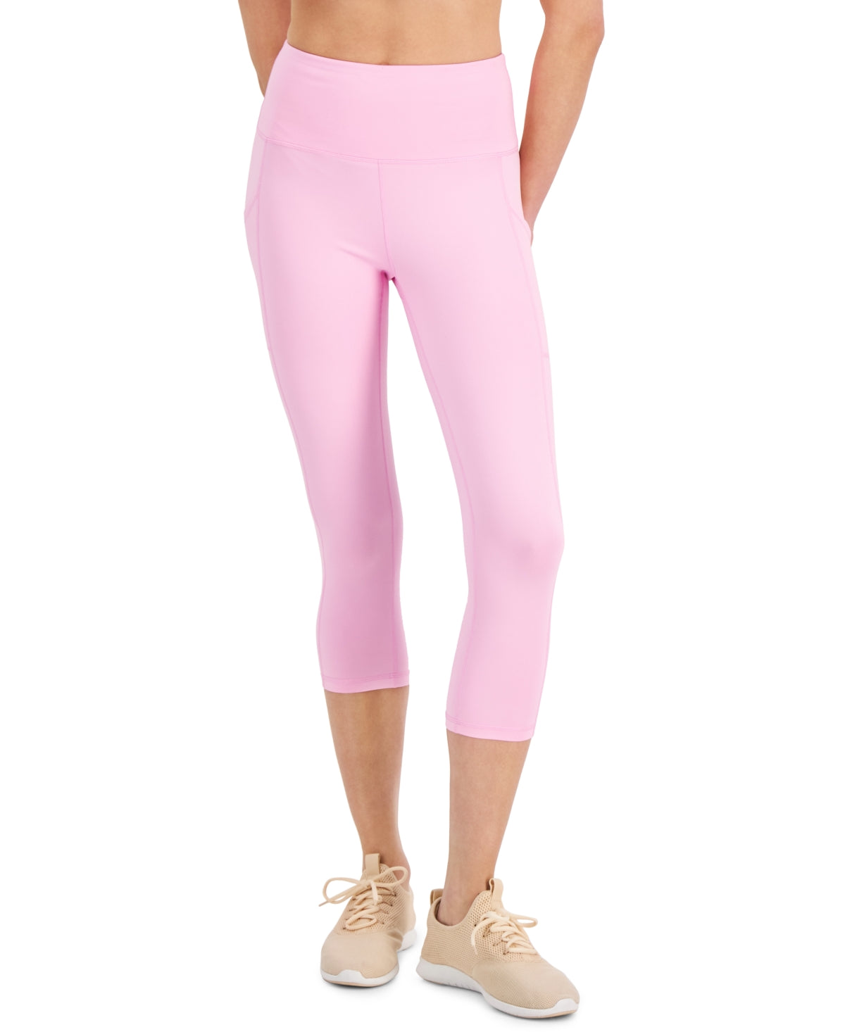 ID Ideology Leggings femininas de compressão com cintura alta e bolso lateral, rosa, tamanho médio