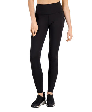 ID Ideology Leggings femininas de compressão com bolso e comprimento total, pretas, tamanho médio