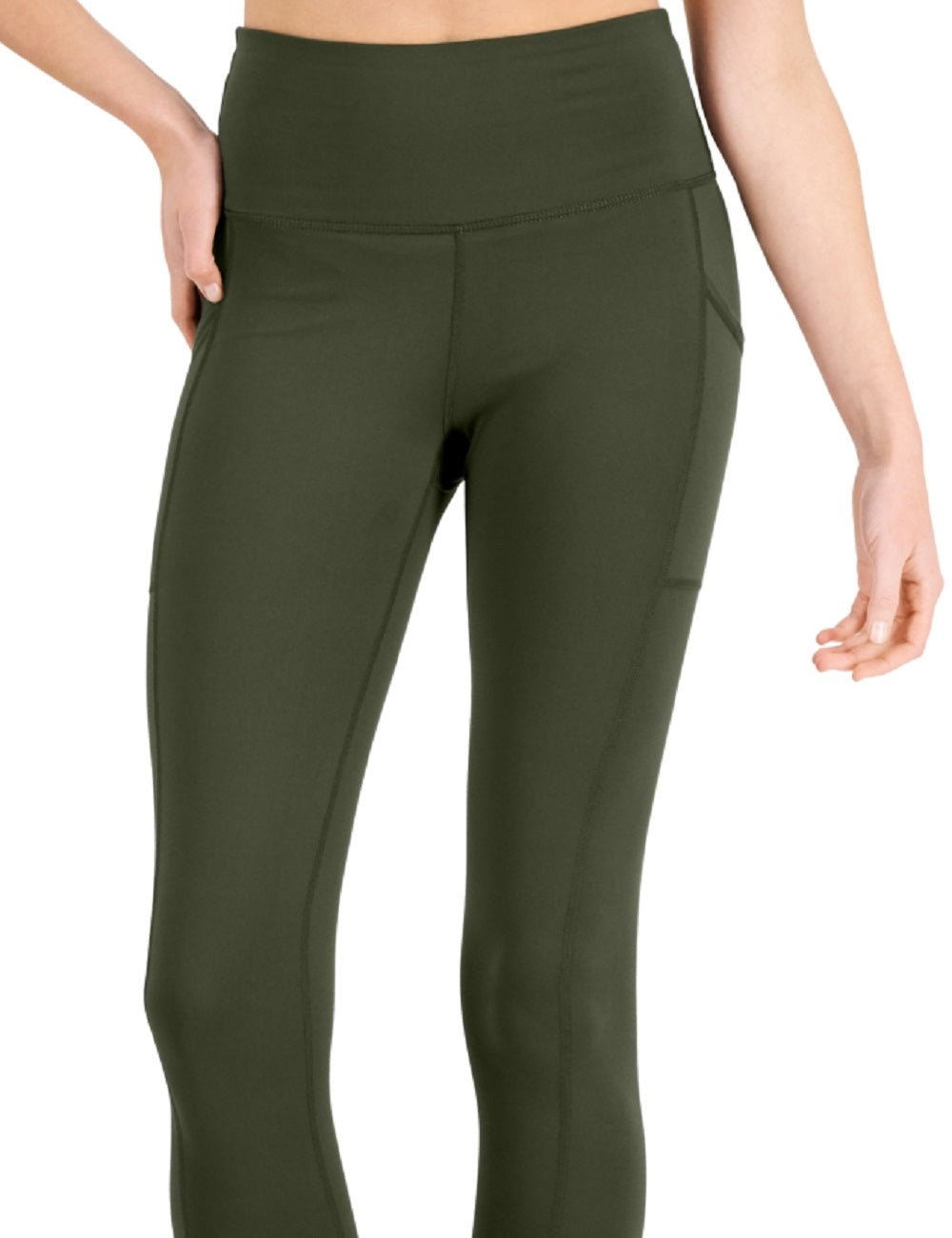 Leggings femininas ID Ideology com bolso de compressão e comprimento total, verdes