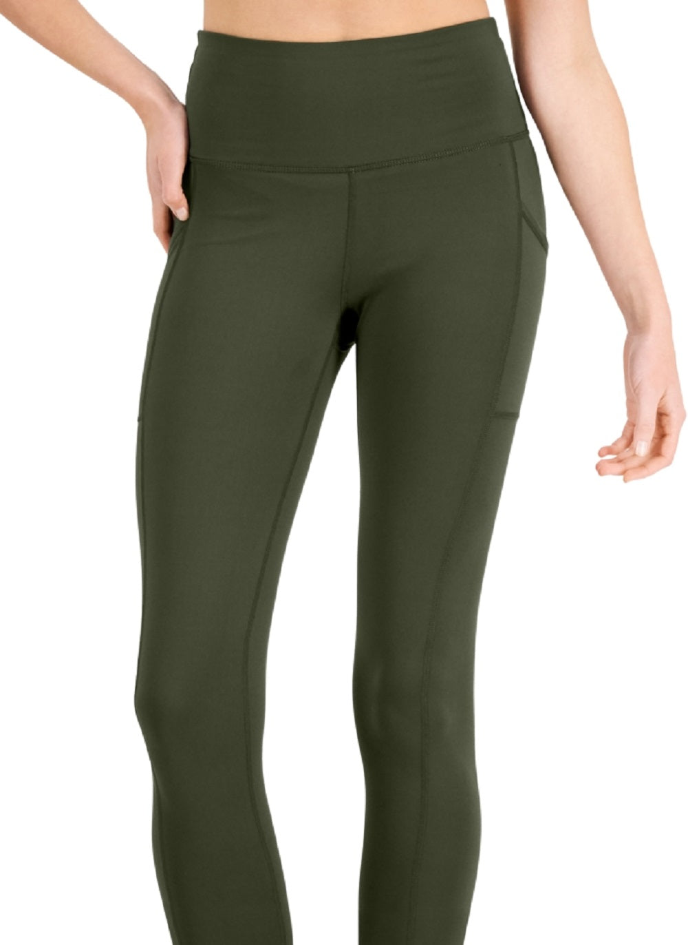 Leggings femininas ID Ideology com bolso de compressão e comprimento total, verdes