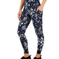 ID Ideology Leggings de compressão femininas com estampa floral e bolso lateral 7/8, pretas, tamanho médio