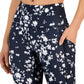 ID Ideology Leggings de compressão femininas com estampa floral e bolso lateral 7/8, pretas, tamanho médio