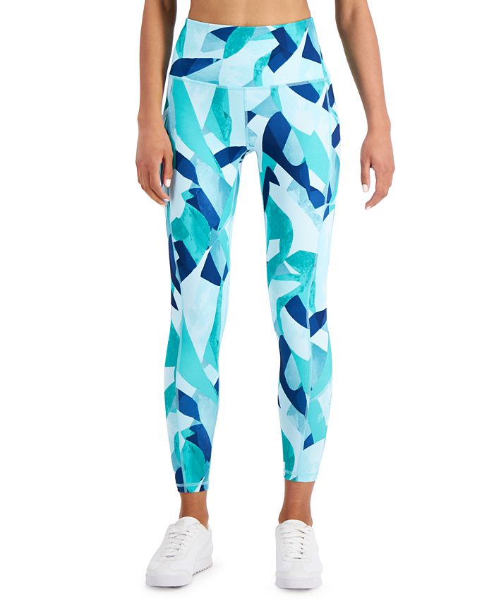 ID Ideology Leggings de compressão femininas estampadas 7/8, azul, tamanho pequeno