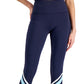 ID Ideology Leggings de compressão femininas com blocos de cores e bolsos laterais 7/8, azul, tamanho pequeno