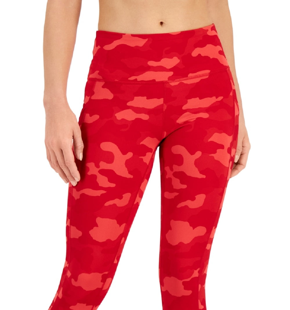 ID Ideology Leggings Capri de Compressão Feminina com Estampa Camuflada Vermelha Tamanho Grande