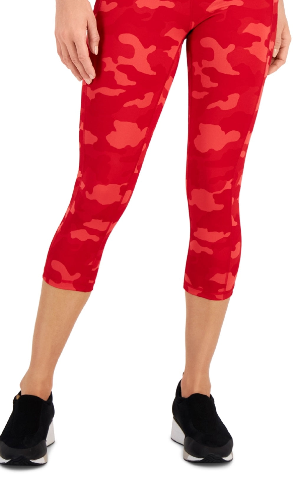 ID Ideology Leggings Capri de Compressão Feminina com Estampa Camuflada Vermelha Tamanho Grande