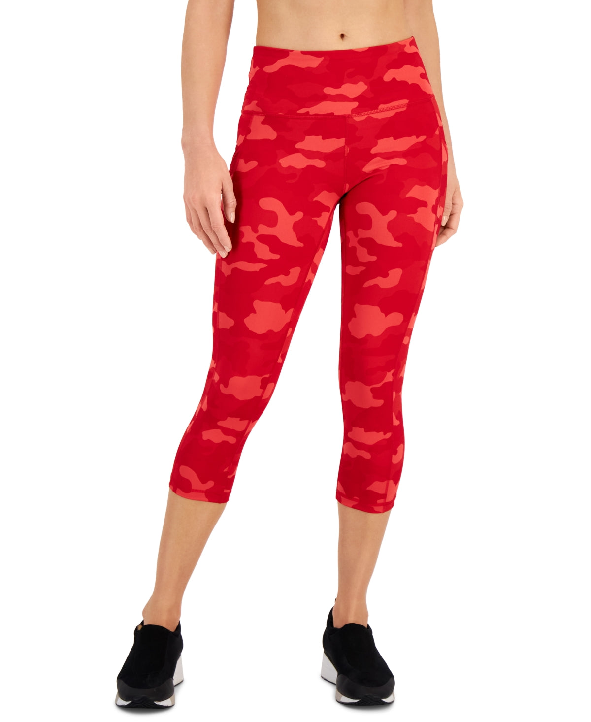 ID Ideology Leggings Capri de Compressão Feminina com Estampa Camuflada Vermelha Tamanho Grande