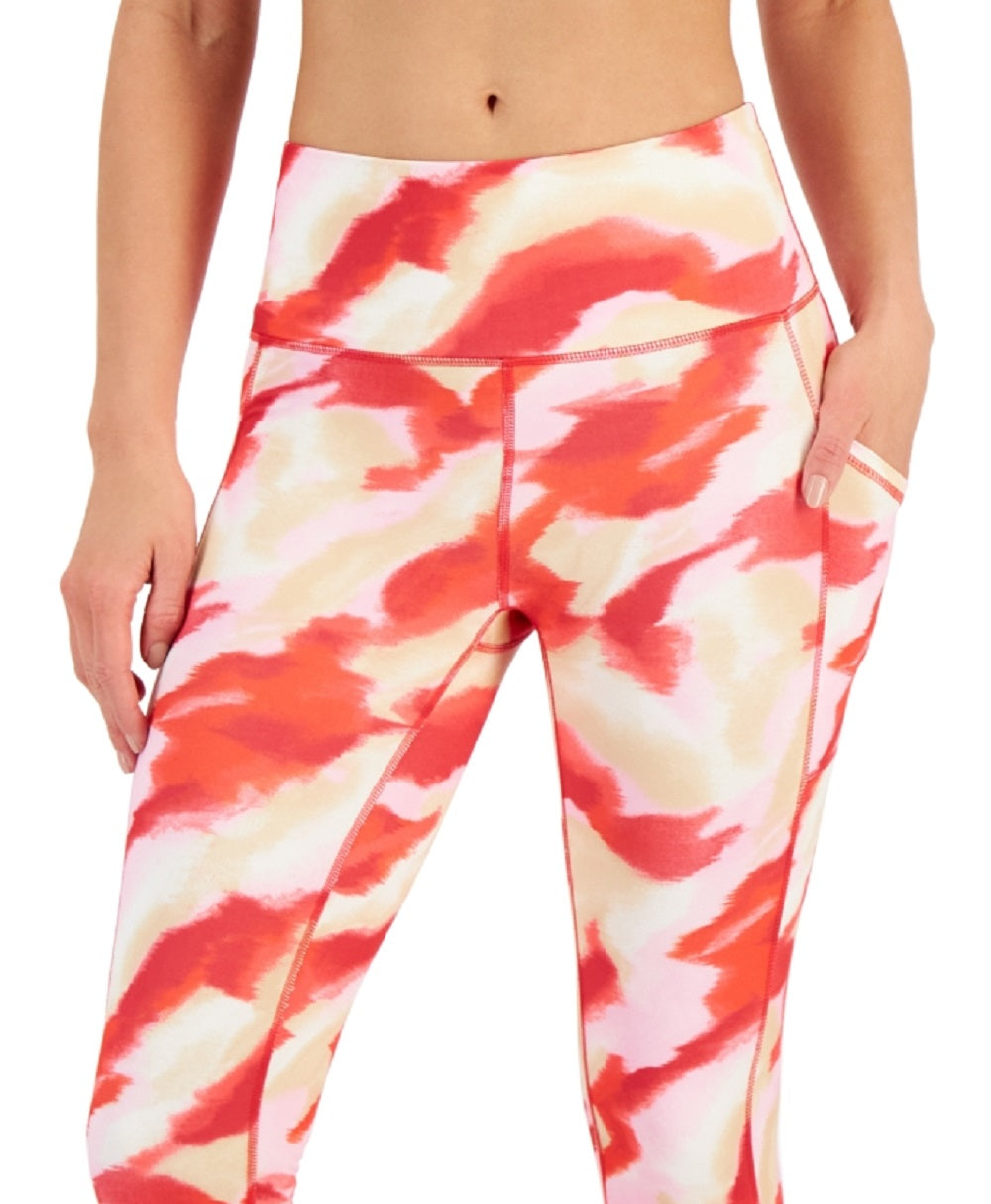 ID Ideology Leggings femininas de compressão com bolso lateral, vermelhas