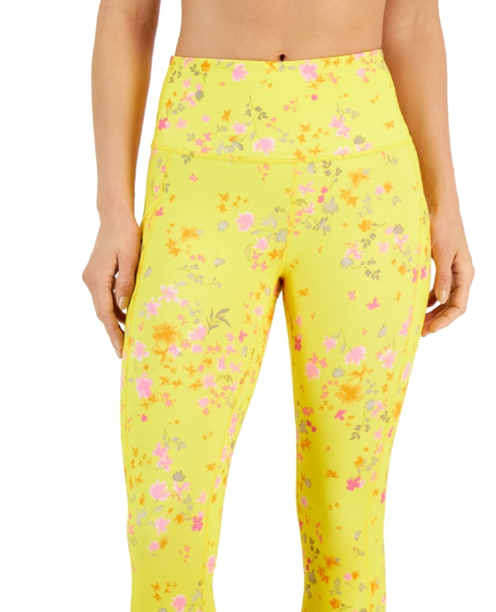 ID Ideology Leggings Cropped Ativas de Compressão Femininas Amarelas Tamanho X-P
