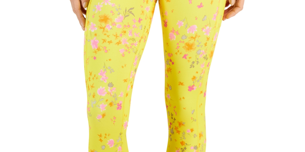 ID Ideology Leggings Cropped Ativas de Compressão Femininas Amarelas Tamanho P