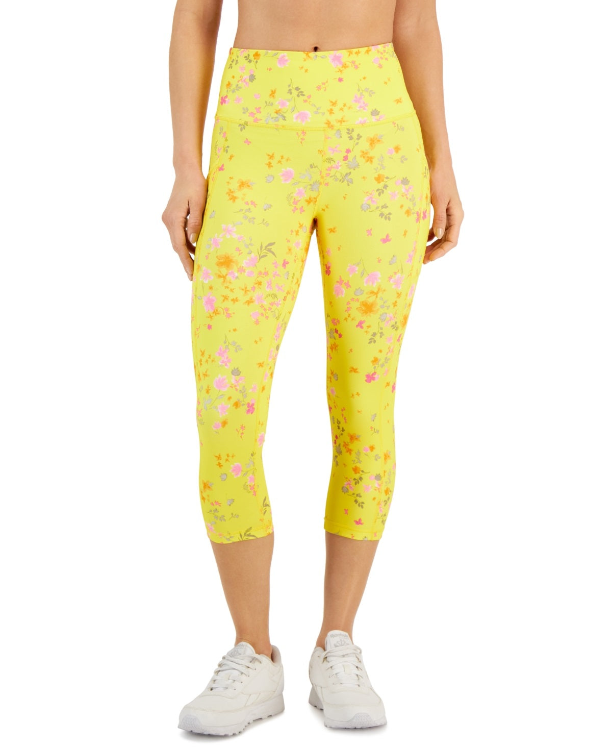 ID Ideology Leggings Cropped Ativas de Compressão Femininas Amarelas Tamanho Grande