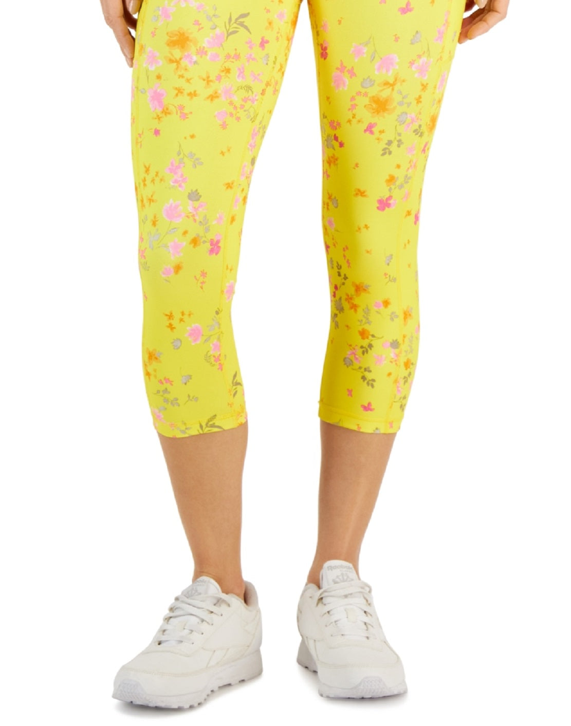 ID Ideology Leggings Cropped Ativas de Compressão Femininas Amarelas Tamanho Grande