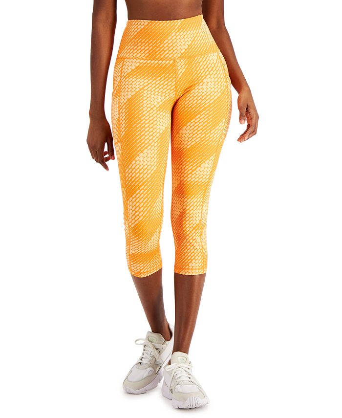 ID Ideology Leggings femininas de compressão com bolso lateral e corte curto, laranja, tamanho grande