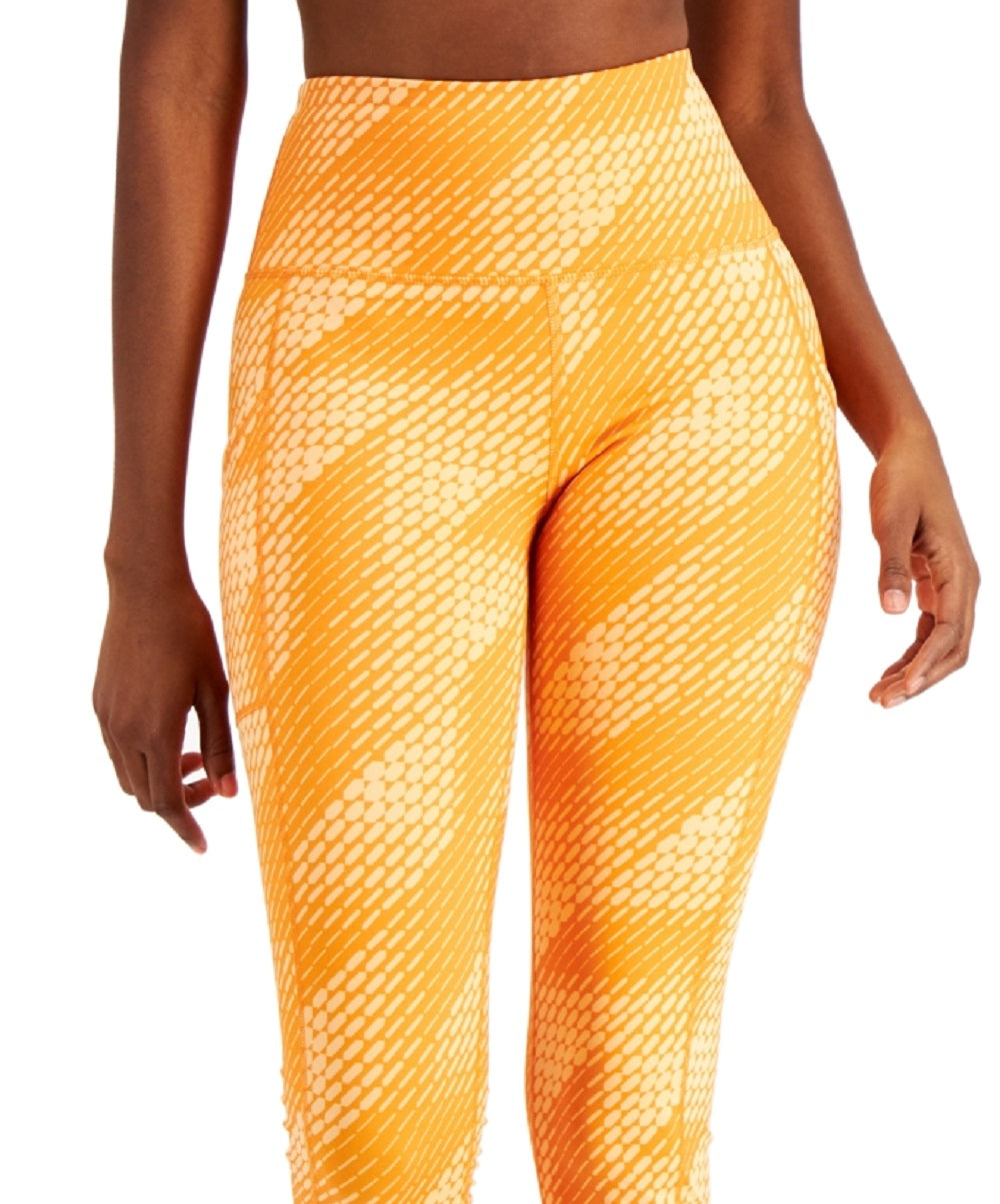 ID Ideology Leggings femininas de compressão com bolso lateral e corte curto, laranja, tamanho grande