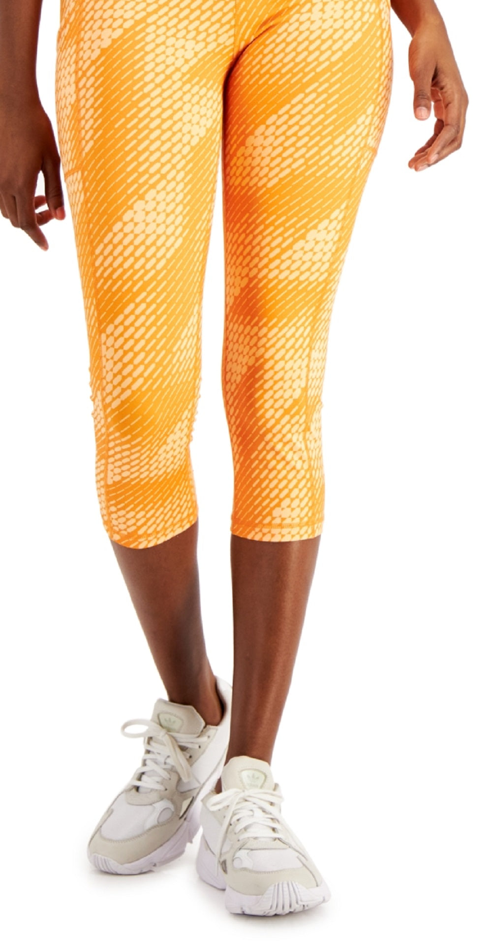 ID Ideology Leggings femininas de compressão com bolso lateral e corte curto, laranja, tamanho grande