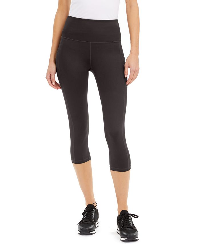 ID Ideology Leggings curtas de compressão femininas, cintura alta, bolso lateral, cinza, tamanho pequeno M