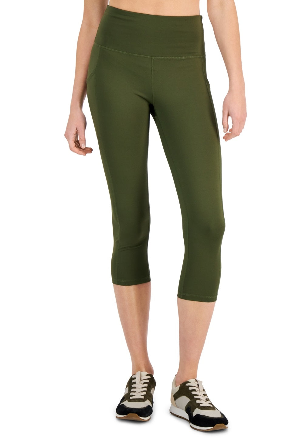 ID Ideology Leggings femininas de compressão com cintura alta e bolso lateral, tamanho pequeno, verde, médio