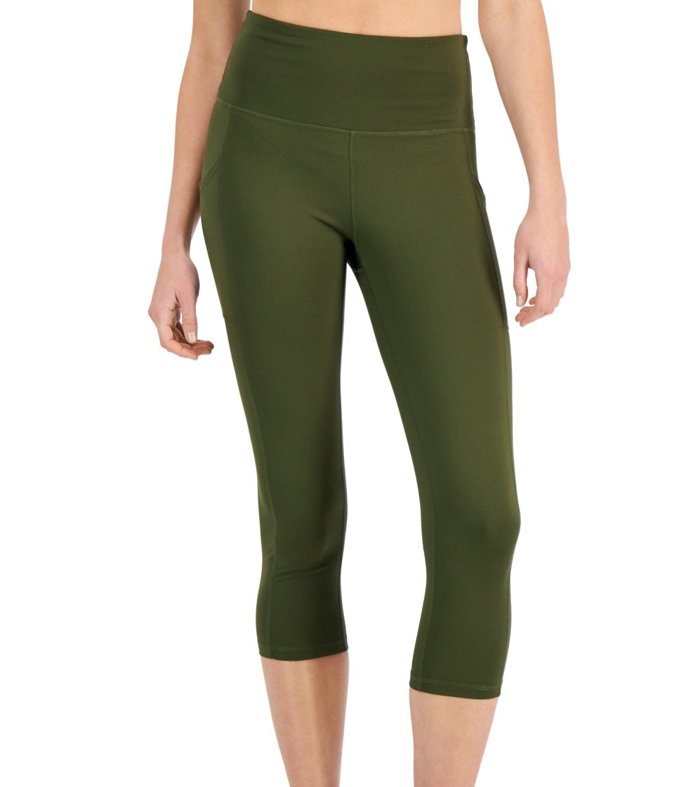 ID Ideology Leggings femininas de compressão com cintura alta e bolso lateral, tamanho pequeno, verde, médio
