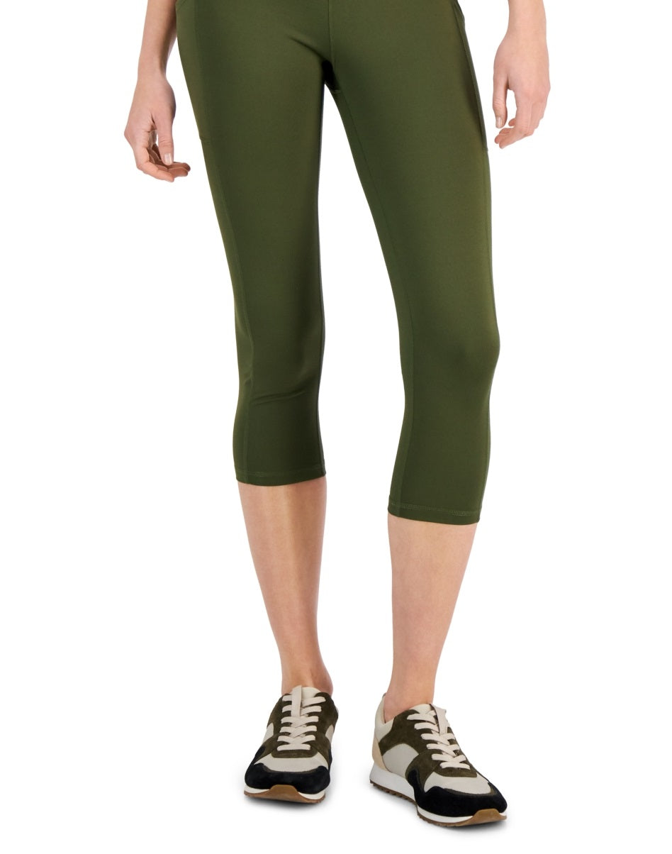 ID Ideology Leggings femininas de compressão com cintura alta e bolso lateral, tamanho pequeno, verde, médio