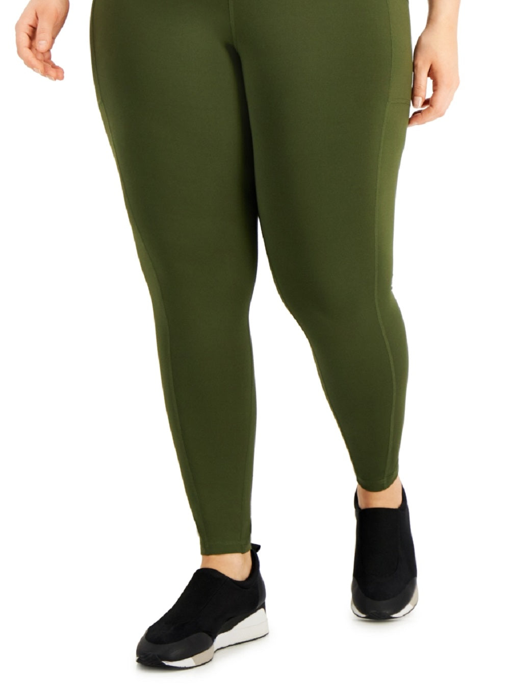 ID Ideology Leggings femininas de compressão, cintura alta, bolso lateral, comprimento 7/8, verde, tamanho 2X
