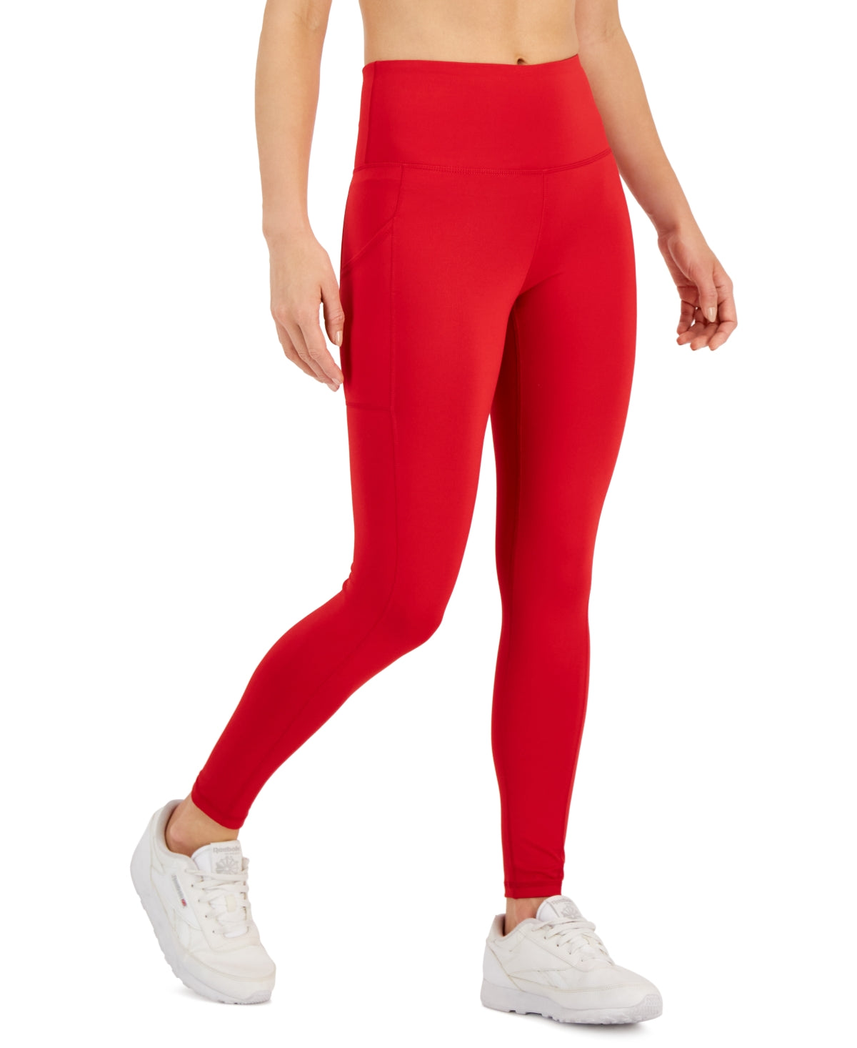 ID Ideology Leggings femininas de compressão, cintura alta, bolso lateral, comprimento 7/8, vermelho