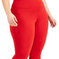 ID Ideology Leggings femininas de compressão, cintura alta, bolso lateral, comprimento 7/8, vermelho